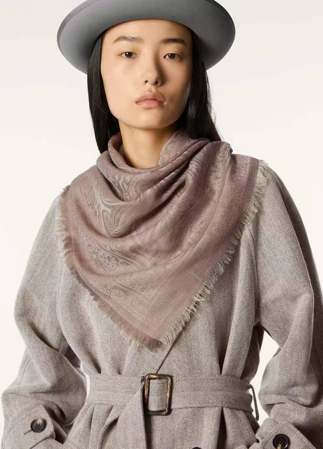 100% Cashmere cocoa-brown square scarf