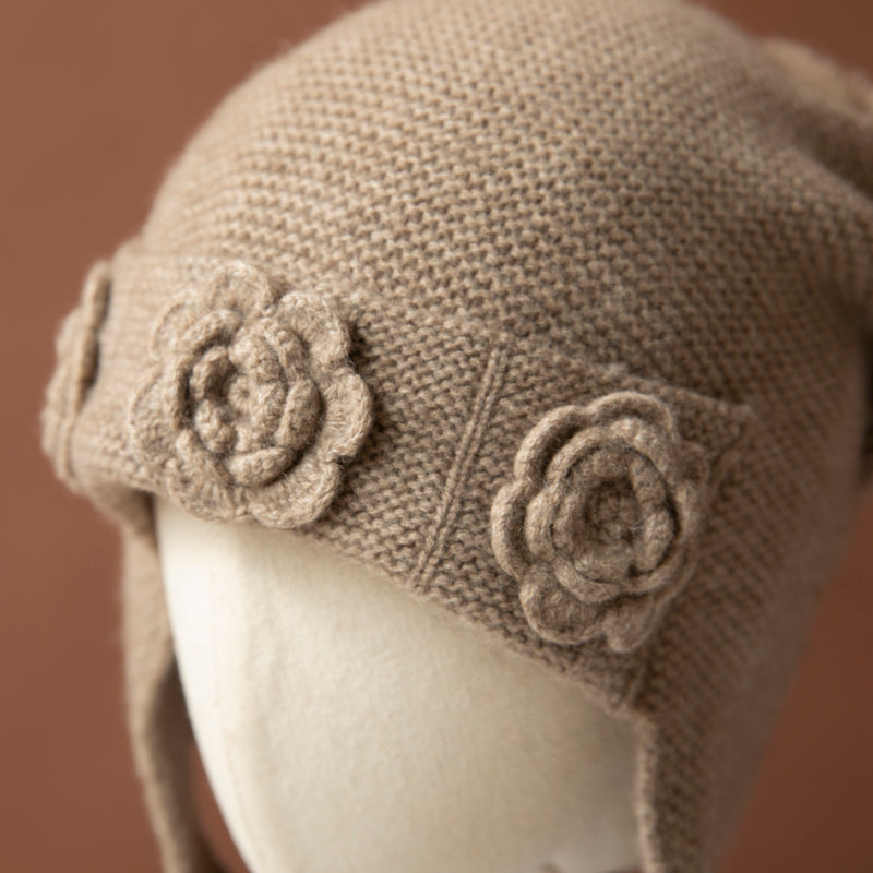 100% cashmere Light Brown Cashmere Hat