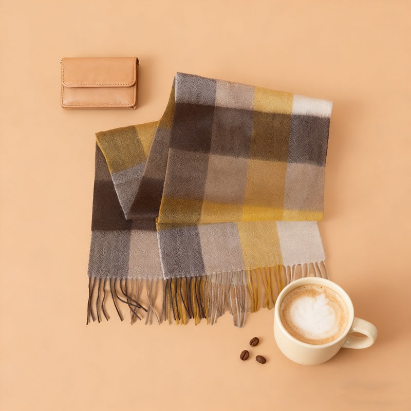 100% Cashmere Plaid Scarf