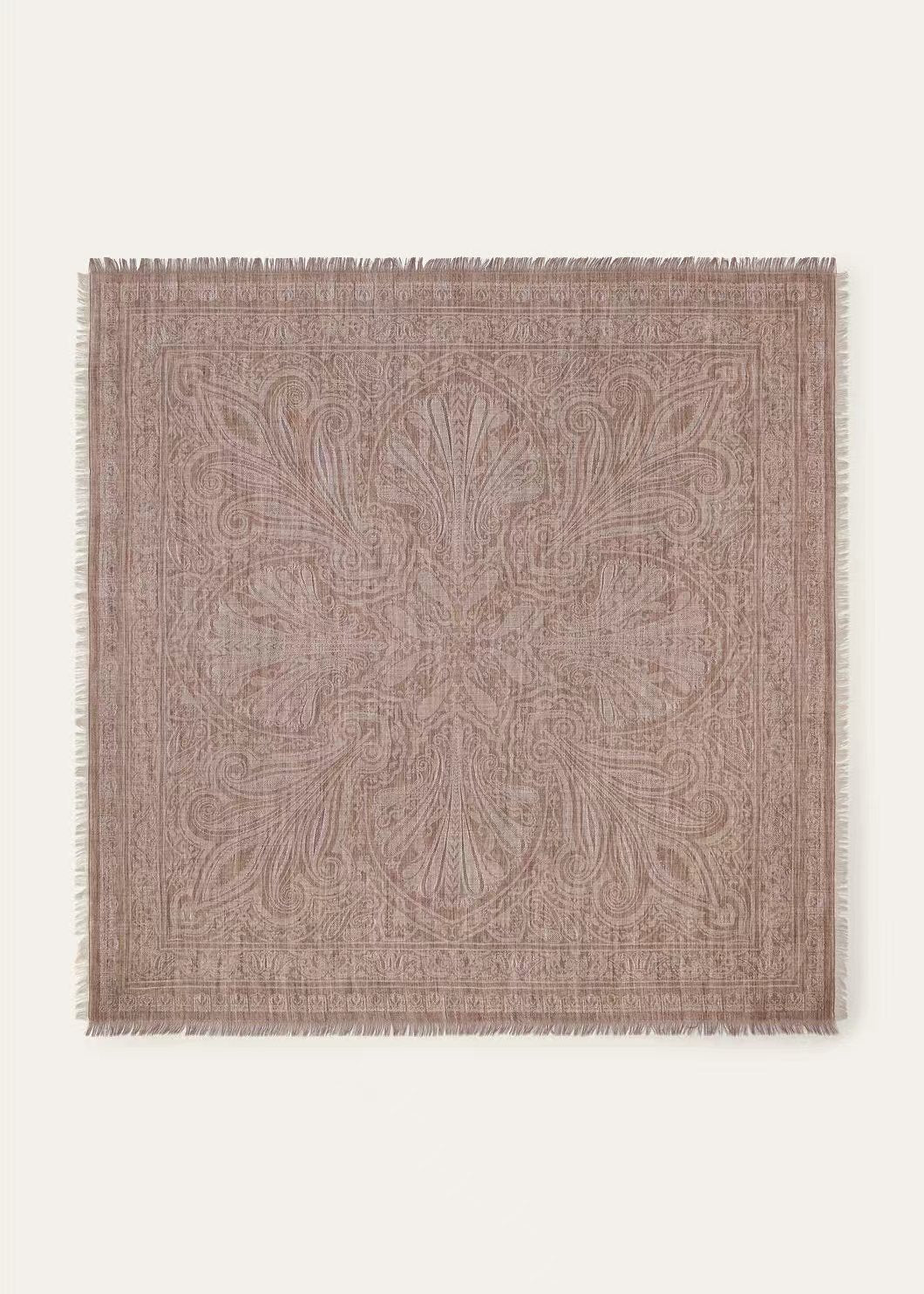 100% Cashmere cocoa-brown square scarf