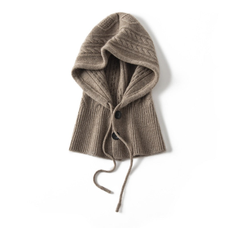 Taupe 100% Cashmere Knitted Hat