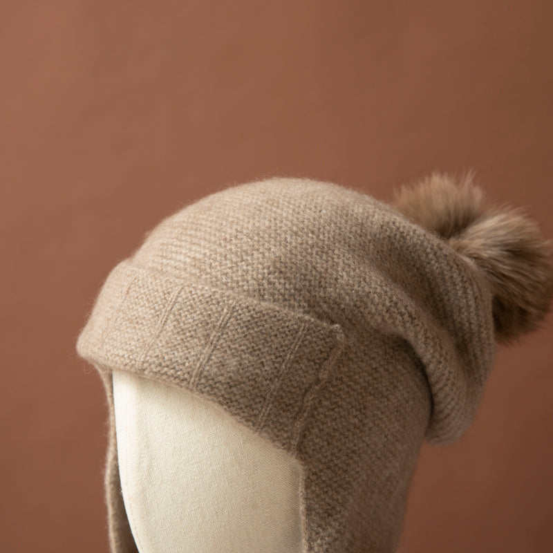 100% cashmere Light Brown Hat