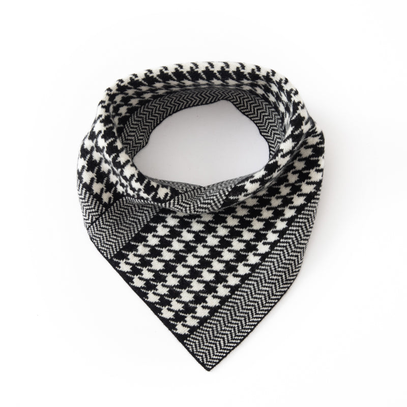 Black & White Houndstooth 100% Cashmere Scarf