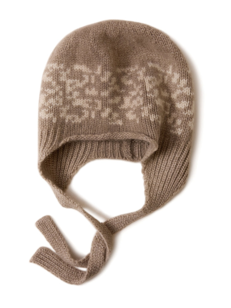 100% Cashmere Beige Knit Hat