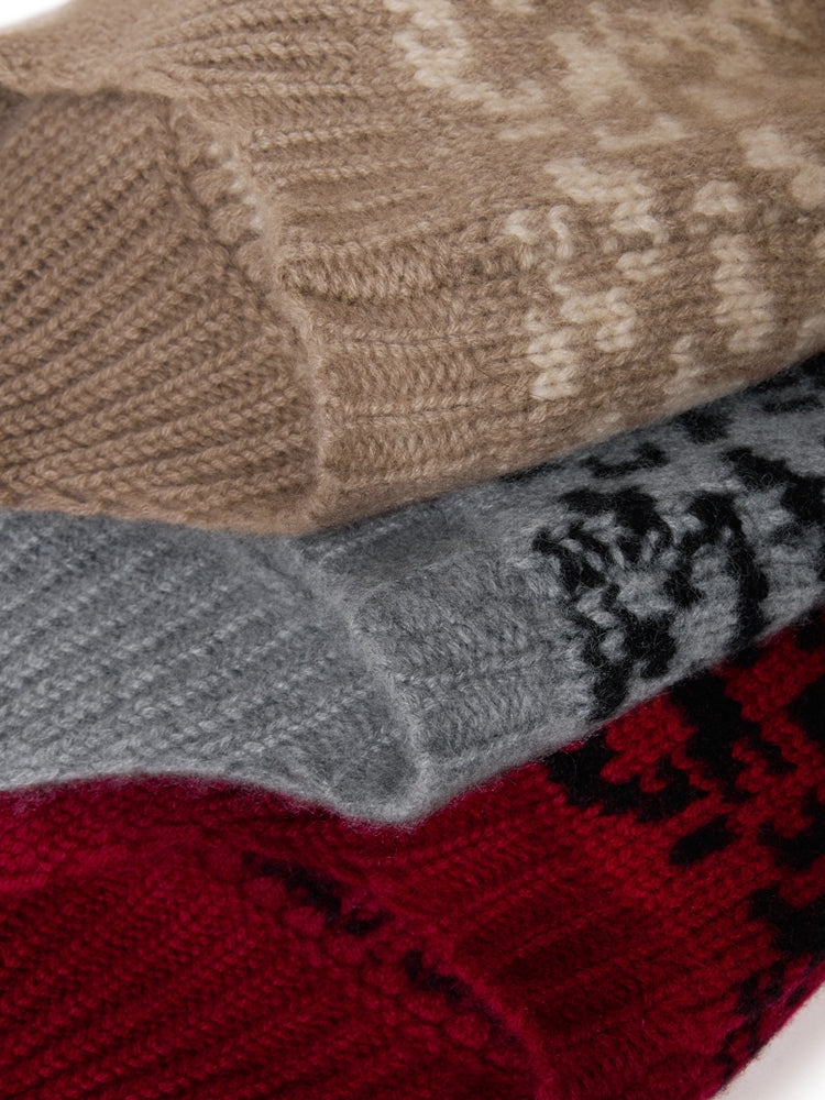 100% Cashmere Beige Knit Hat